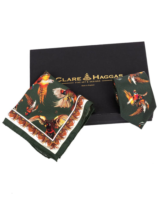 Clare Haggas Bruce Silk Tie Box Set - Khaki