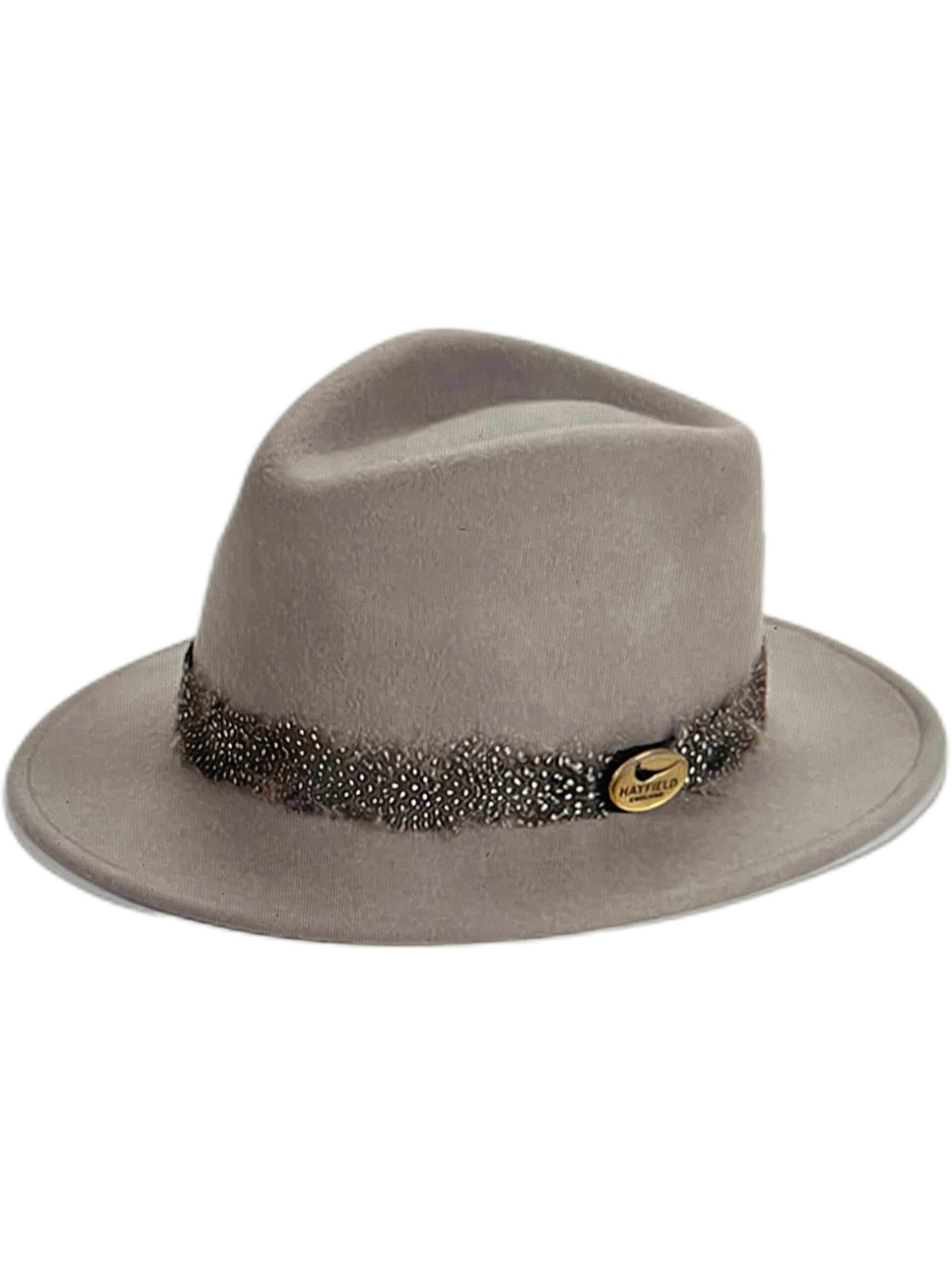 Grey with Guinea Fowl Wrap Fedora Hat