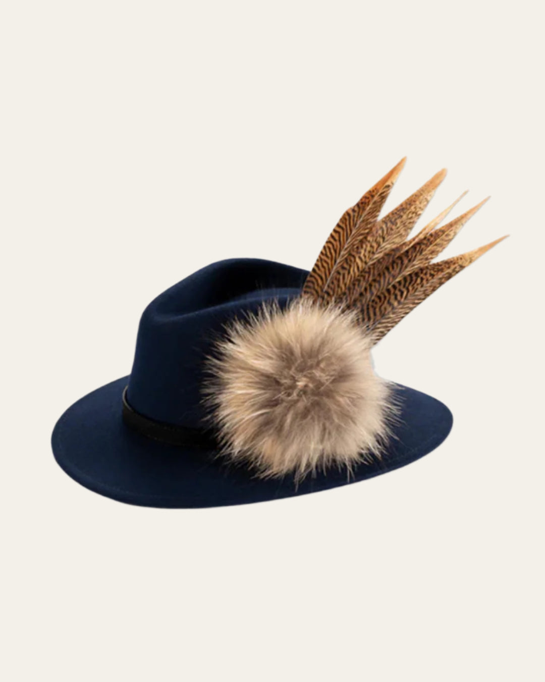 Elegant natural feather pin with cartridge detailing for country hats and jackets