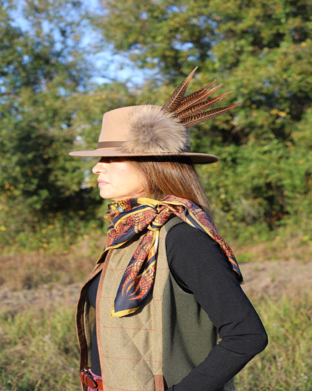 Large Pom Pom Feather Pin with Swarovski Crystal detail in Handracted Cartridge
