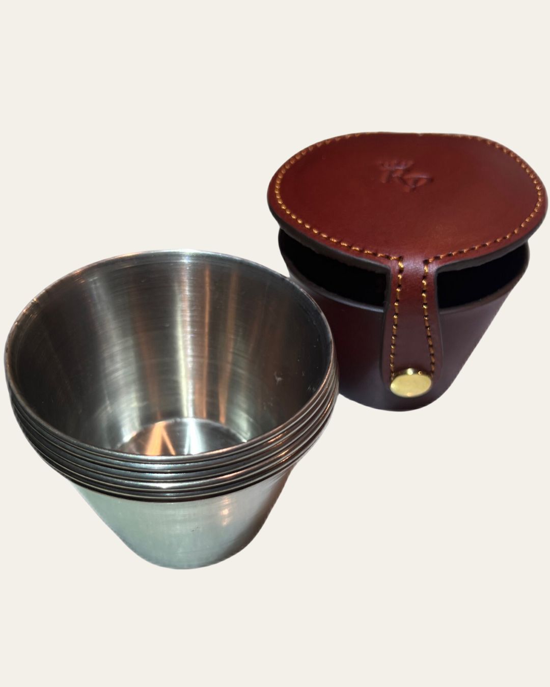 Luxury Alcon 6-Cup Set with Premium Leather Snap Case