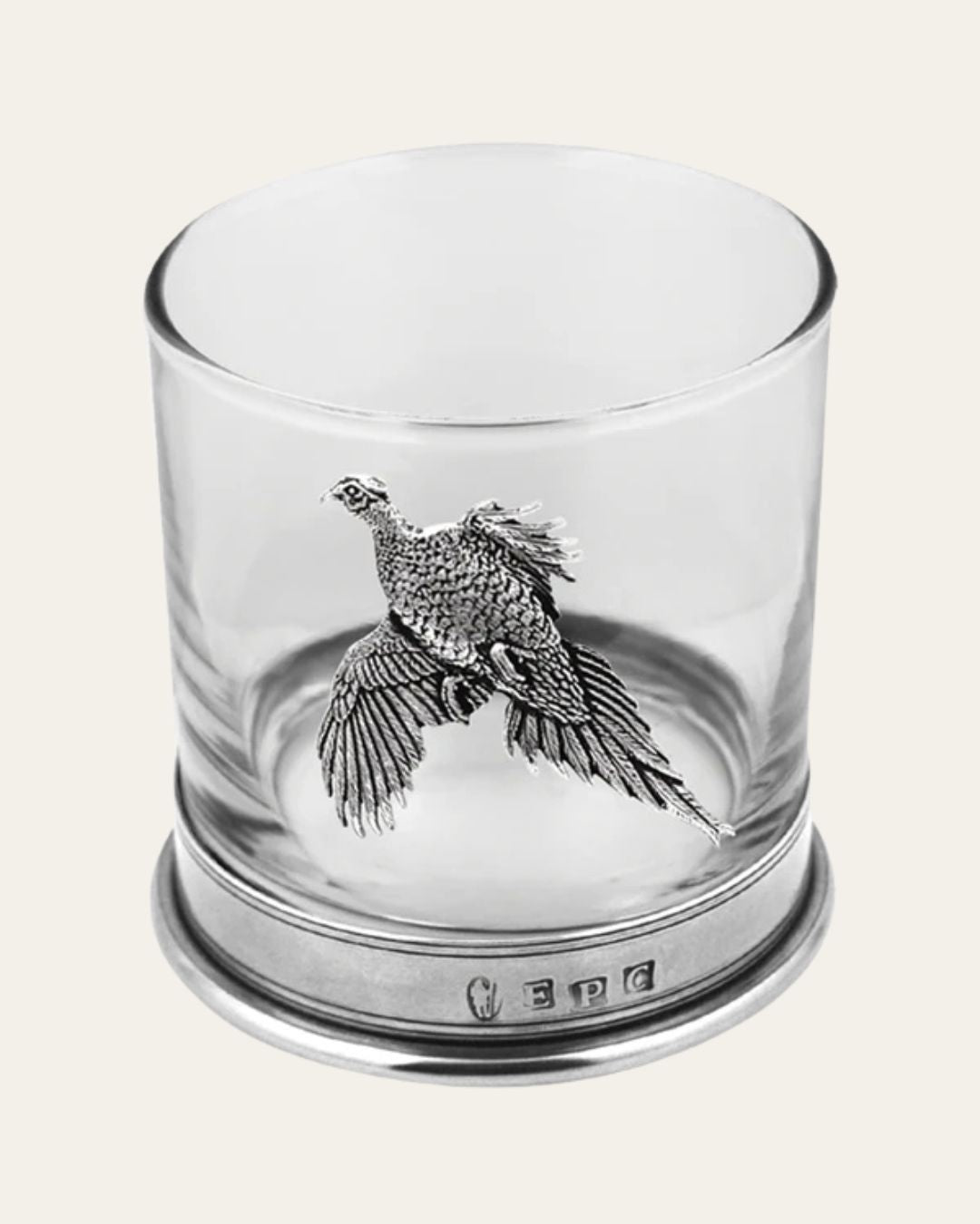 Pewter Pheasant Single Tumbler Whiskey Glass - 11oz