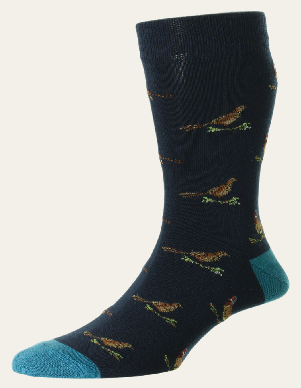 Pheasant Motif Socks - Blue