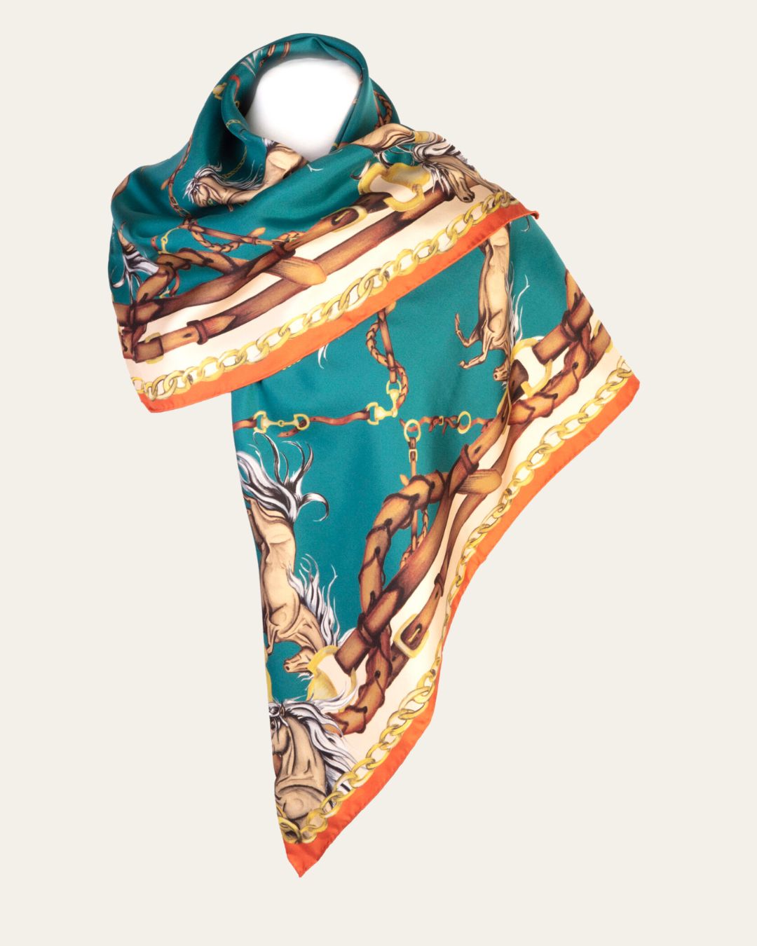Rearing To Go - Teal & Rust Large Square Scarf
