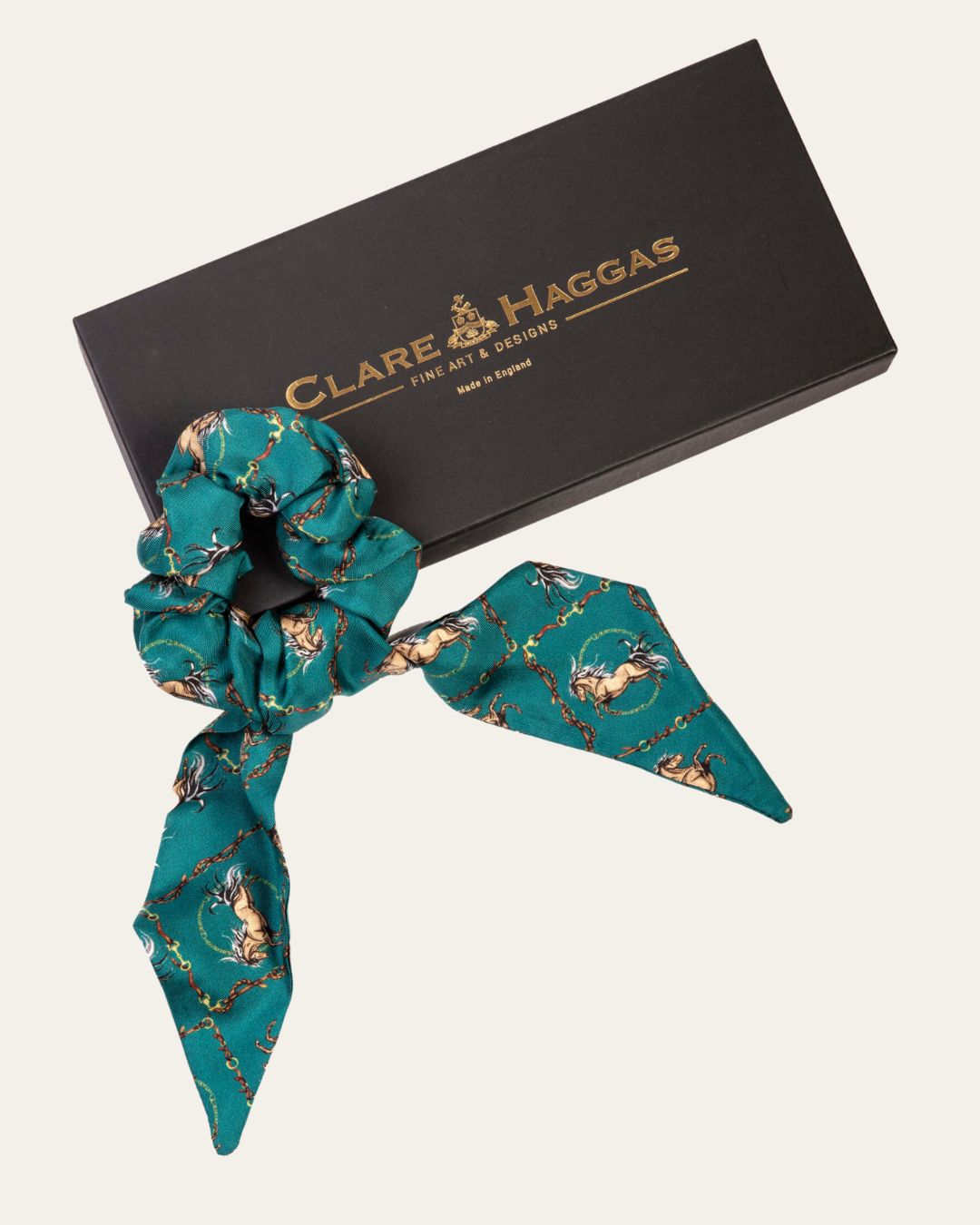Rearing To Go Teal Medium Silk Scrunchie