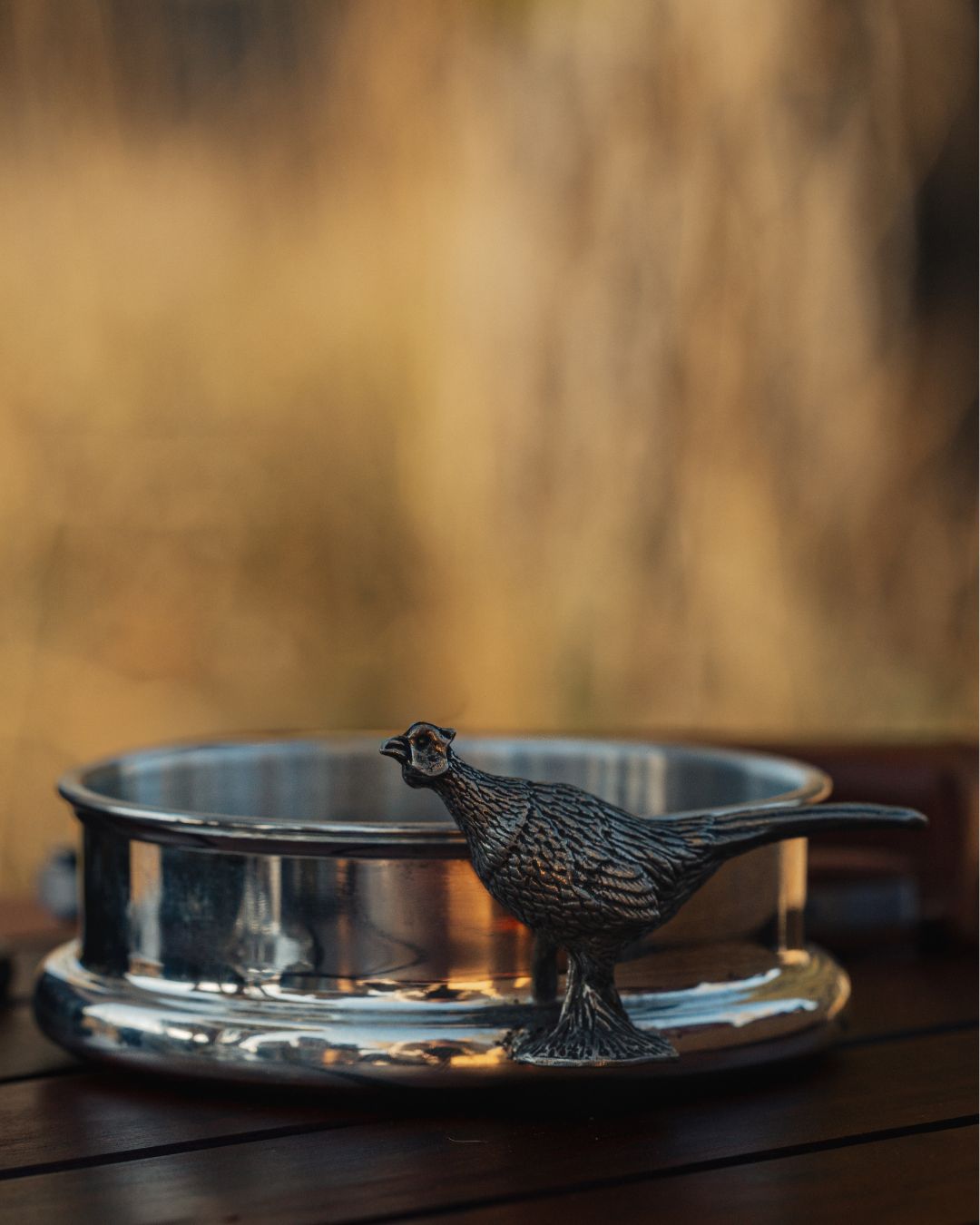 Pewter Pheasant Wine Bottle Coaster