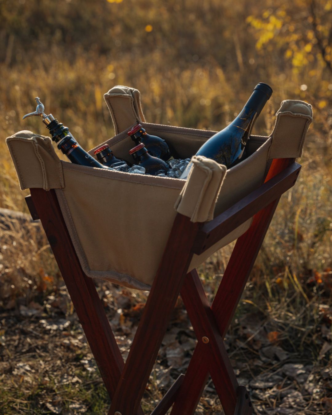 Canvas Campaign Wine Cooler - Wash Stand